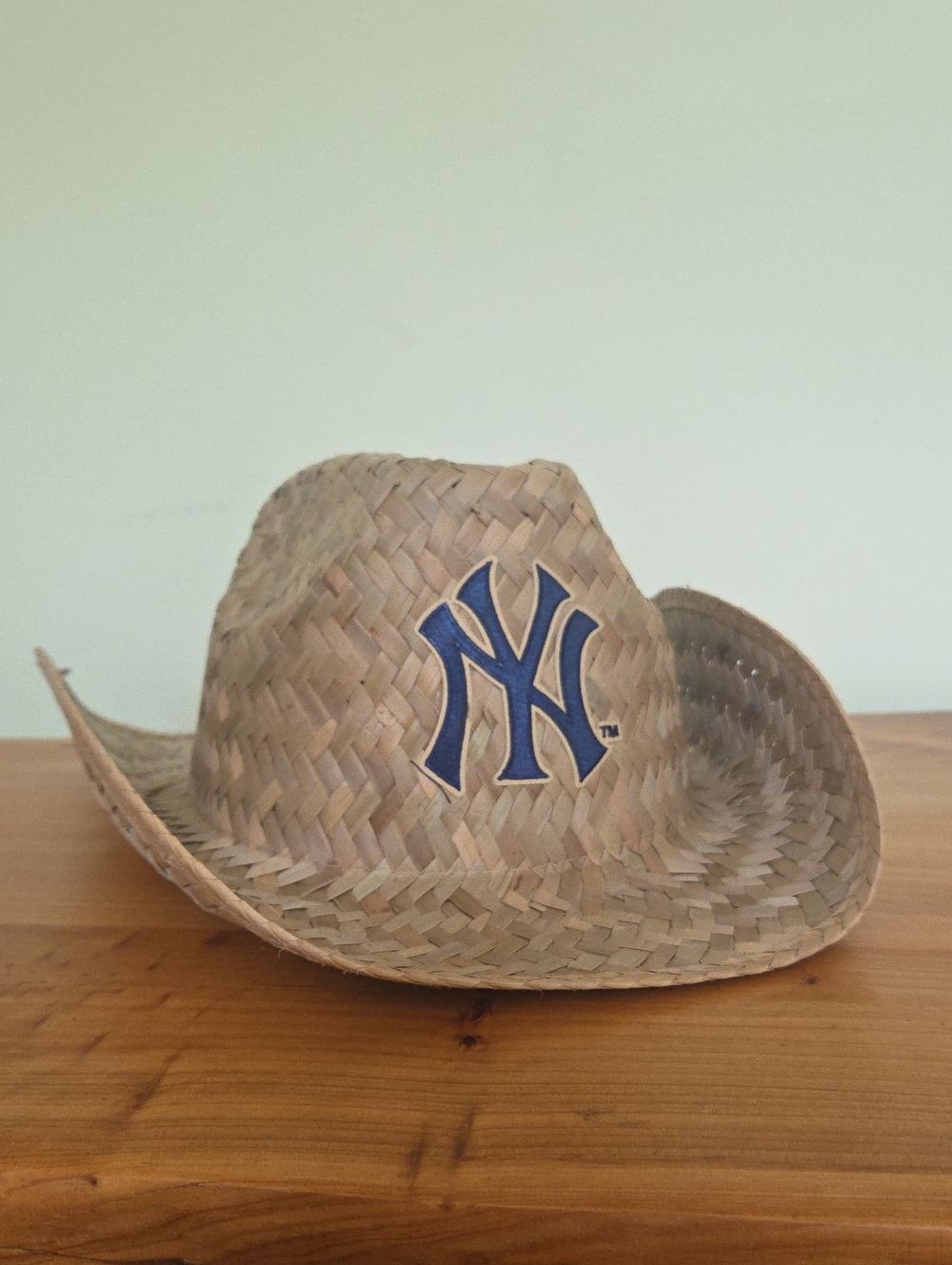 New York Yankees MLB Woven Straw Cowboy Hat | Navy NY Logo Summer Fan Gear